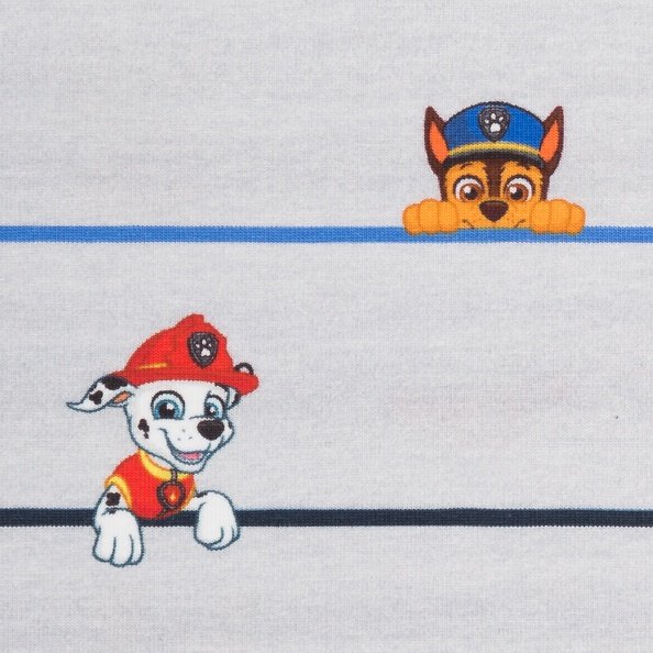 PAW PATROL, Jersey Baumwolle Hunde, Streifen, grau