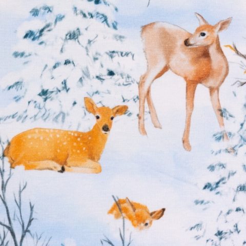 Sansa, Jersey Baumwolle 379251 Rehe, Winterlandschaft, hellblau