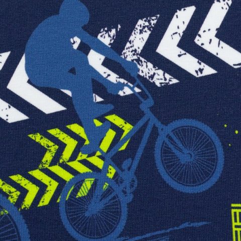 Swafing, Streetstyle by lycklig design, French Terry, Fahrrad, blau, weiss, gelb