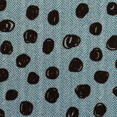 Baumwoll - Sweat Bears - Punkte auf Fischgrätmuster jeansblau schwarz