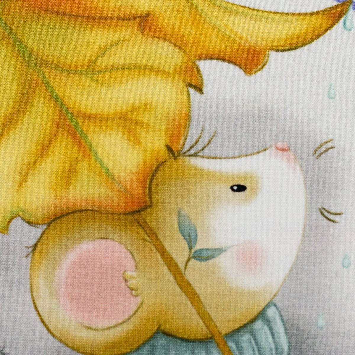 Mausi by Birgit Boley, Jersey Baumwolle Panel, Maus, Schirm, dunkelblau, Swafing, Artikel-Nr.: