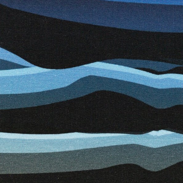 Wavy Stripes by Lycklig Design, Sweat, Streifen, schwarz/helltürkis