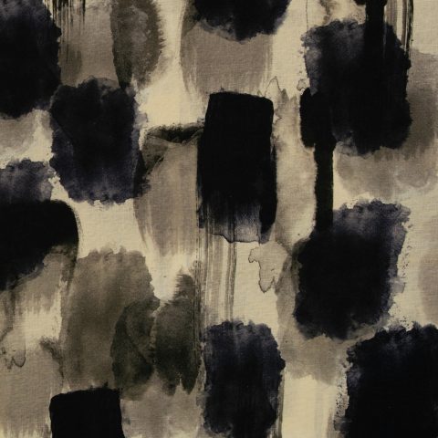 Leinen / Mischgewebe „Adria" – abstrakt, taupe/schwarz