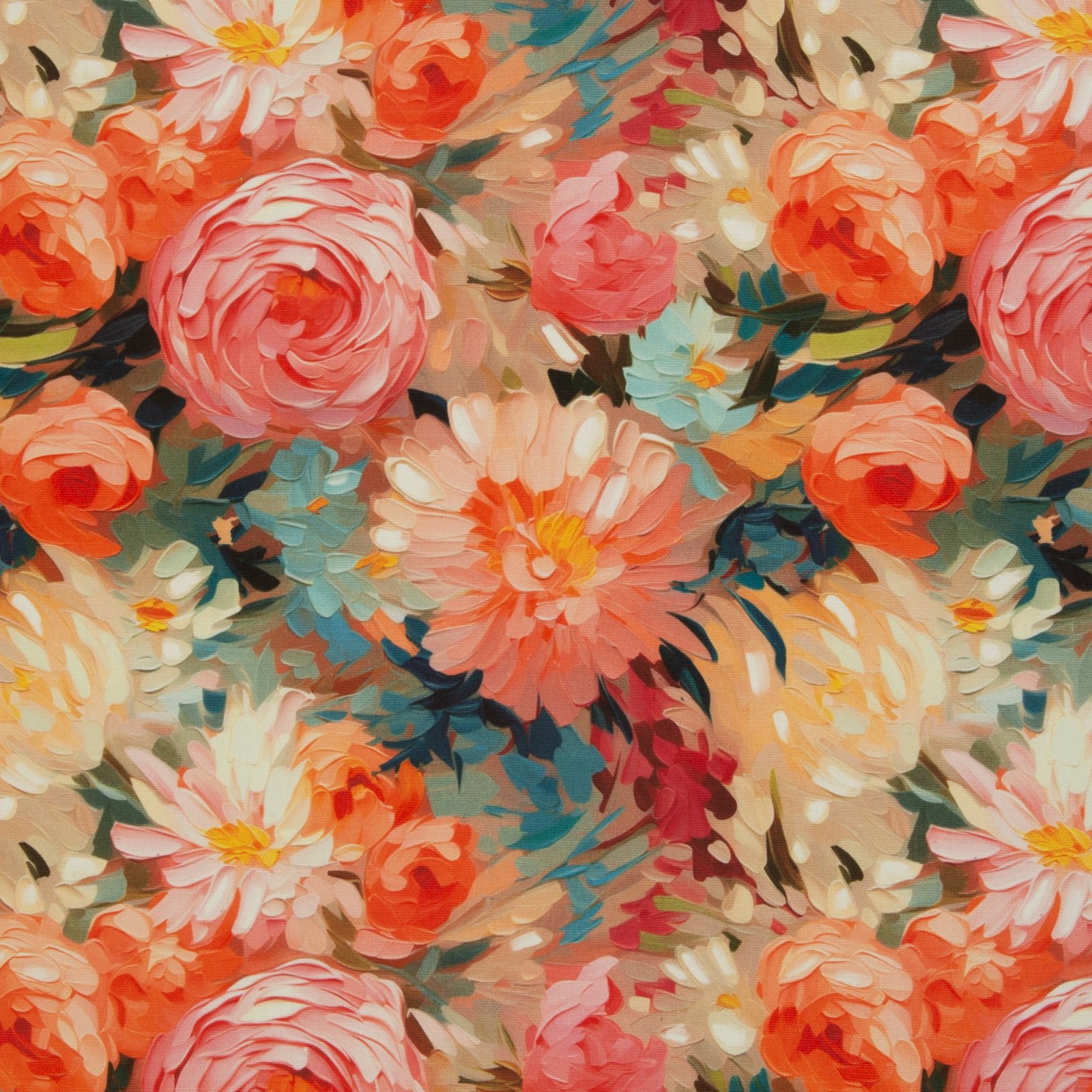 Canvas „Aura" – Blüten, pink/koralle