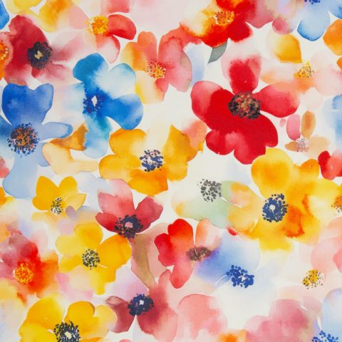 Outdoor-Canvas „Aurelia" – Blüten, Wasserfarben, bunt/naturwei