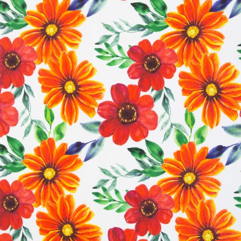 Canvas „Beate" – Blüten, rot/orange/weiß