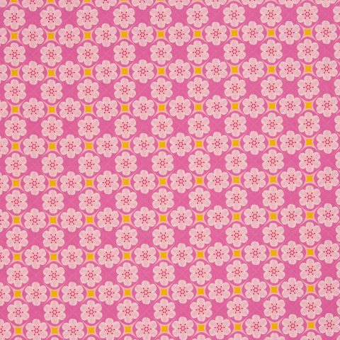 Baumwolle Webware „Bilbao" – grafische Blüten, pink