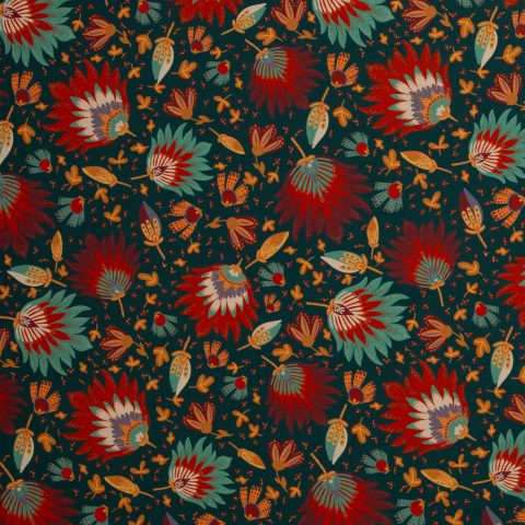 Canvas „Bold Blooms by Bienvenido Colorido" – Blumen, rot/petrol