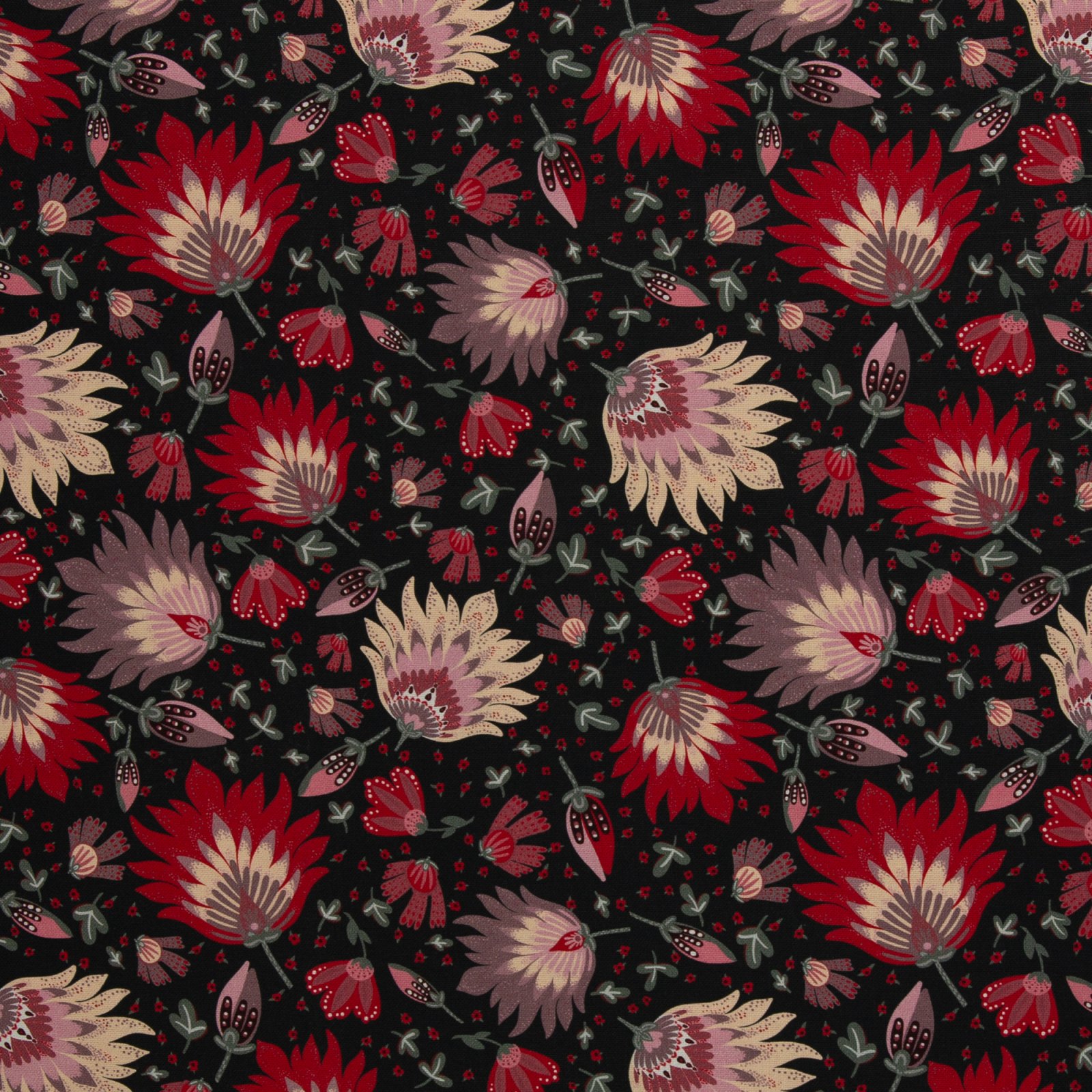 Canvas „Bold Blooms by Bienvenido Colorido" – Blumen, rot/schwarz