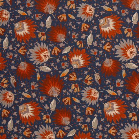 Canvas „Bold Blooms by Bienvenido Colorido" – Blumen, terracotta/jeansblau