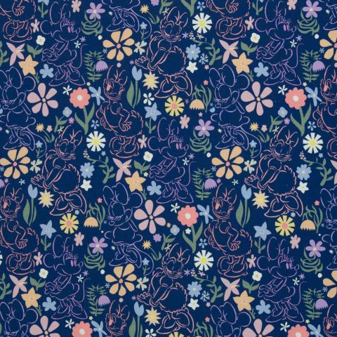 Jersey Baumwolle „Disney - Jersey" – Minnie & Daisy, floral, royalblau