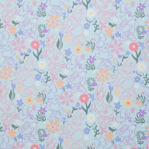 Jersey Baumwolle „Disney - Jersey" – Minnie & Daisy, floral, hellblau