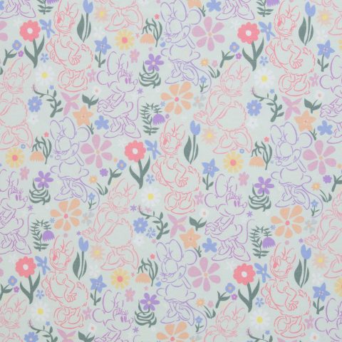 Jersey Baumwolle „Disney - Jersey" – Minnie & Daisy, floral, mint