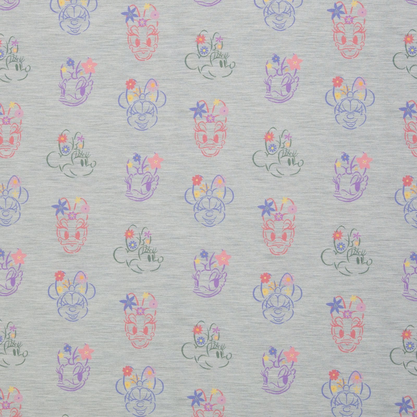 Jersey Baumwolle „Disney - Jersey" – Minnie & Daisy, Köpfe,grau melange