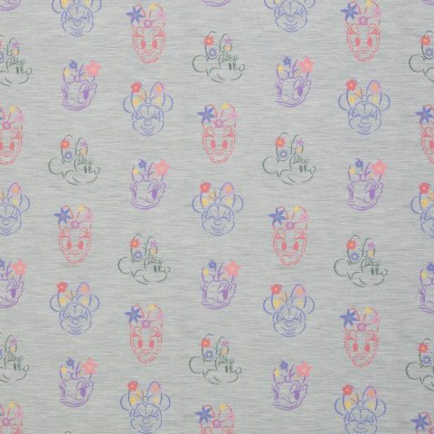 Jersey Baumwolle „Disney - Jersey" – Minnie & Daisy, Köpfe,grau melange