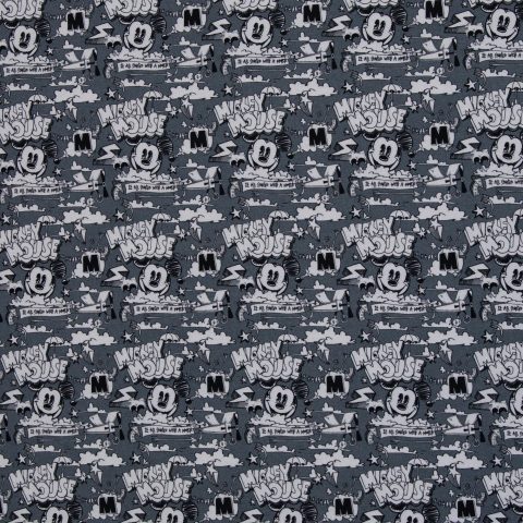 Jersey Baumwolle „Disney - Jersey" – Mickey Mouse, Kartoon, grau meliert