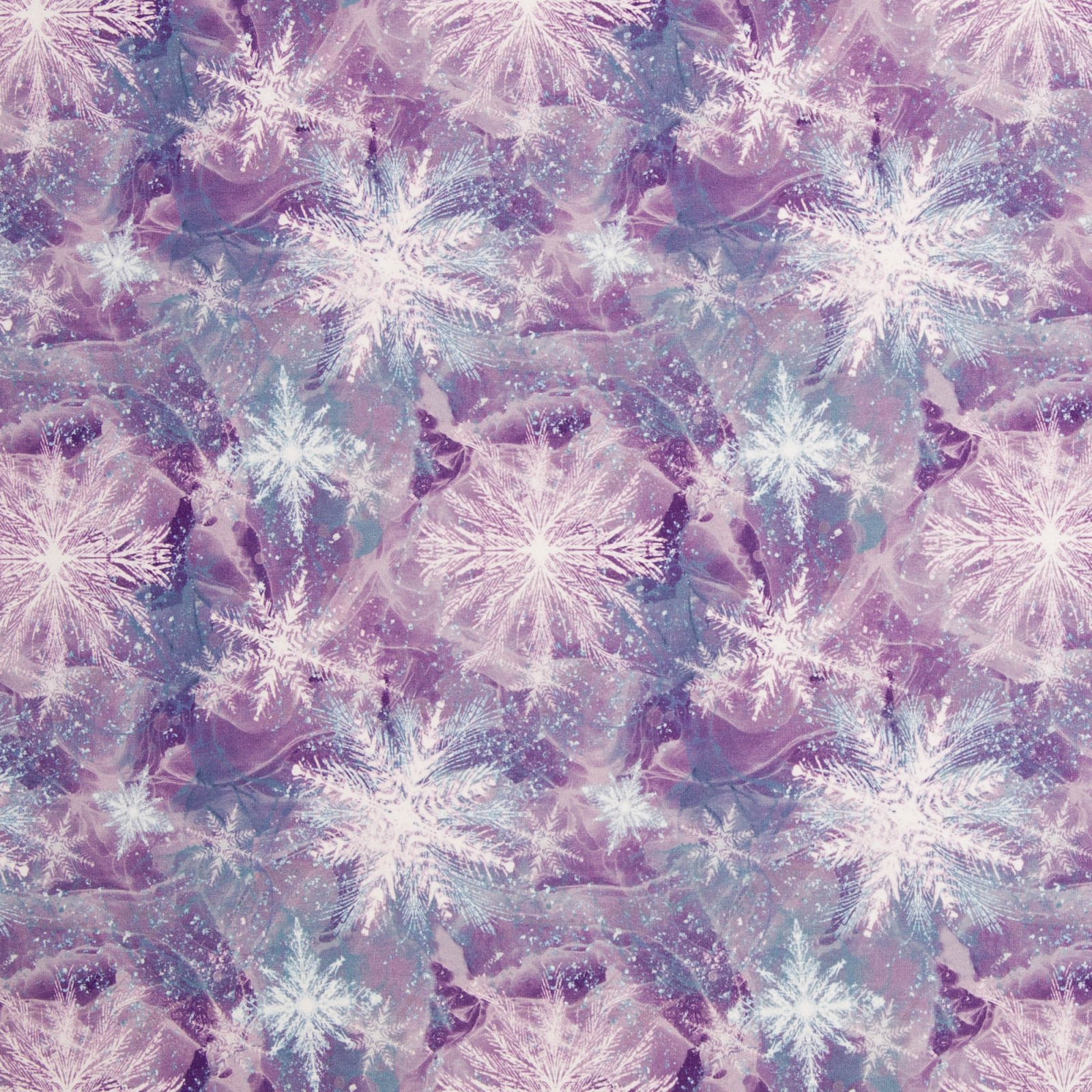 French Terry „Eisblumen by Christiane Zielinski" – Eiskristalle, lila/altflieder