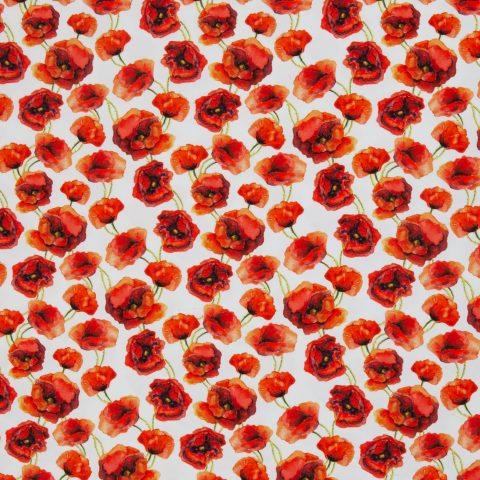 Jersey Baumwolle „Elias" – Blüten, rot/weiß
