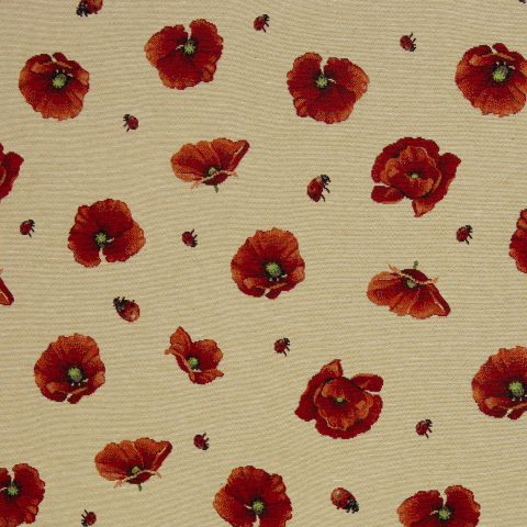 Gobelin „Feldkirch" – Mohnblumen, rot/beige