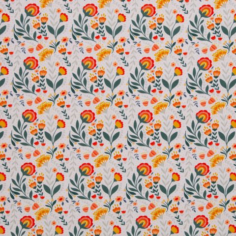 French Terry „Fields of Joy by Claire´s Creative Forest" – floral, naturweiß