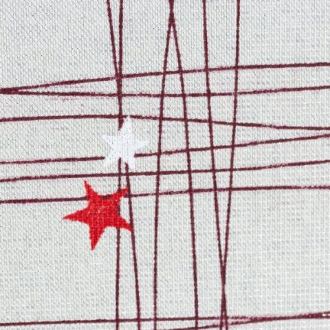 Swafing, Dekostoff Lothar, Canvas, Sterne, Rot, Weiss, Natur