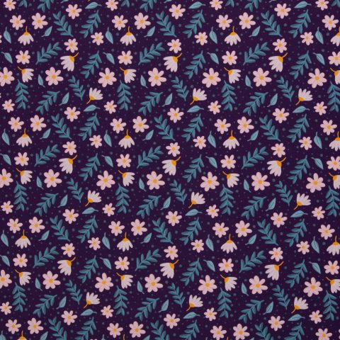 Canvas „Floral Tales by Emjo-Design" – Blüten & Tupfen, lila