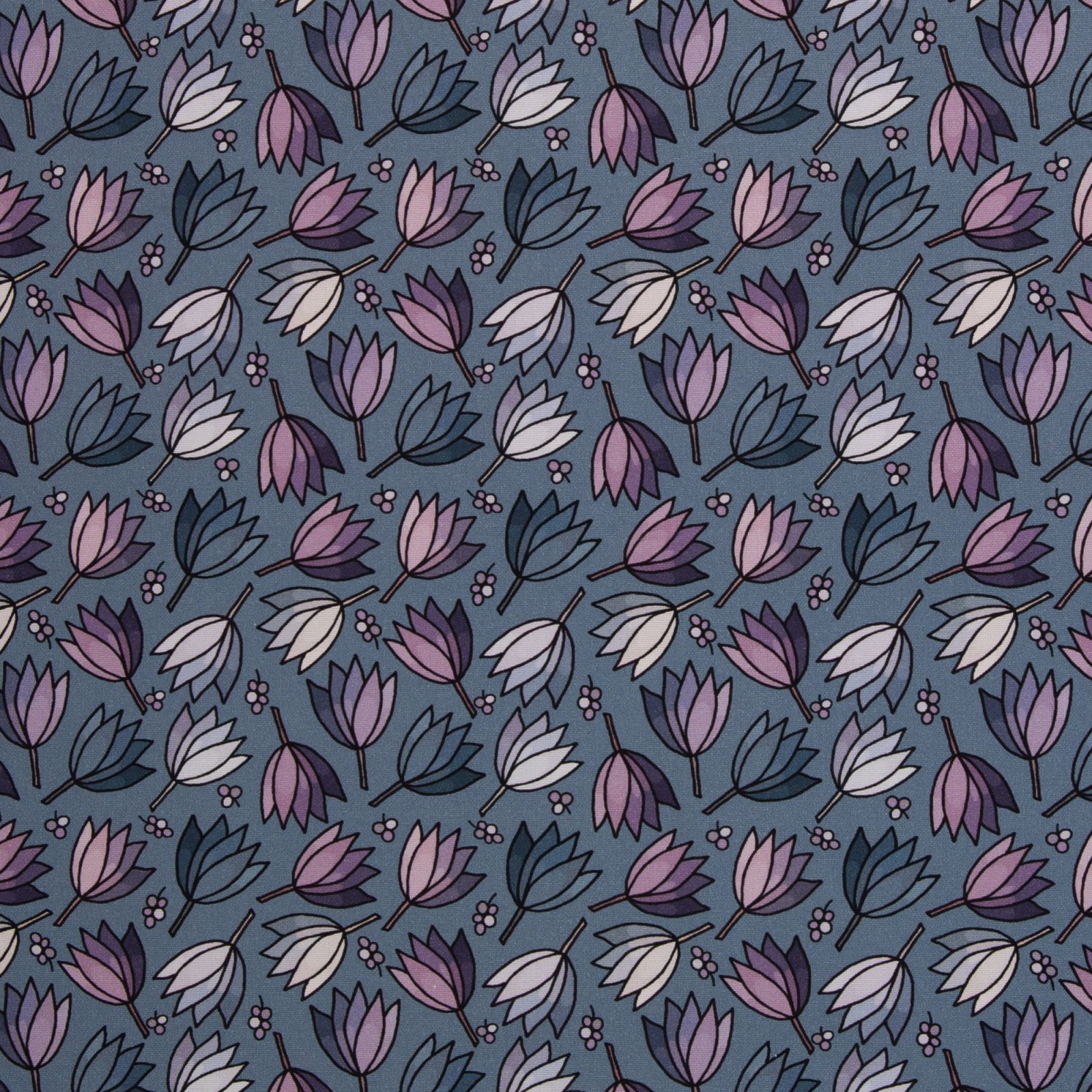 Canvas „Floral Tales by Emjo-Design" – Blumen, blaugrau