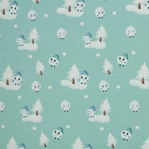 French Terry „Fluffy by Mrs Mint Design" – Fluffy mit Tannenbaum, mint