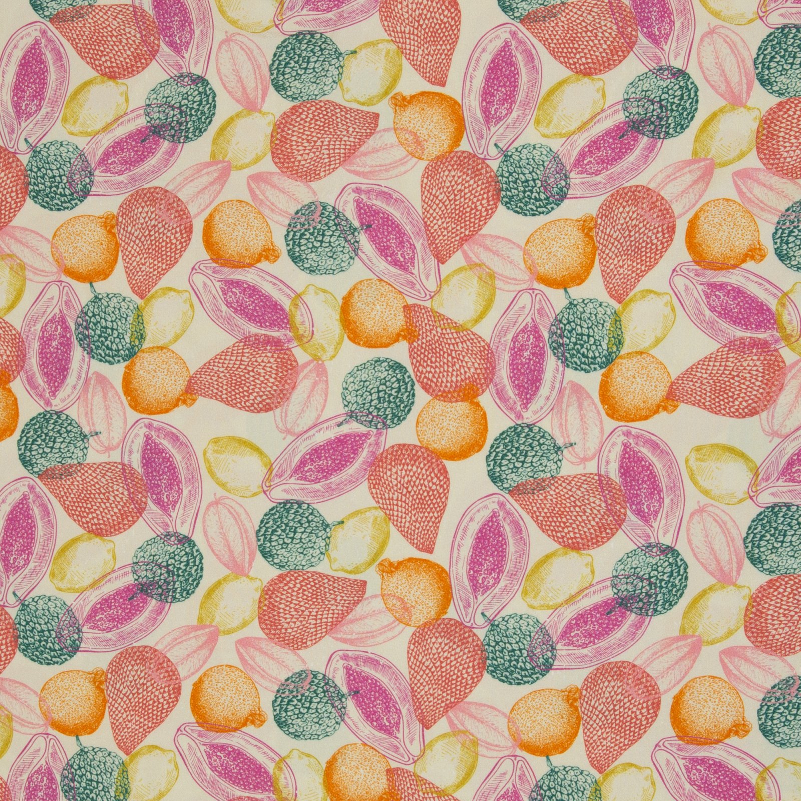 Viskose Webware „Fruit by Bienvenido Colorido" – Früchte, bunt