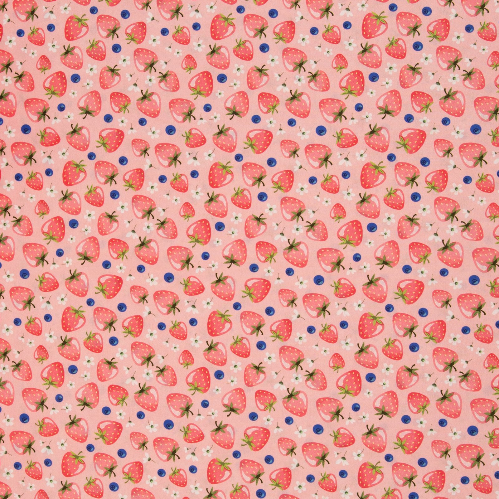 Baumwolle Webware „Fruits" – Erdbeeren, Blaubeeren, rosa