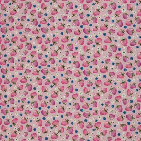 Baumwolle Webware „Fruits" – Erdbeeren, Blaubeeren, flieder