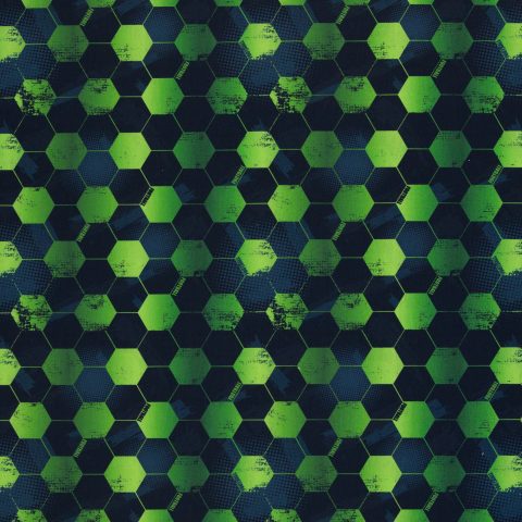 Baumwolle Webware „Fussball" – Fussballmuster, kiwigrün/dunkelblau