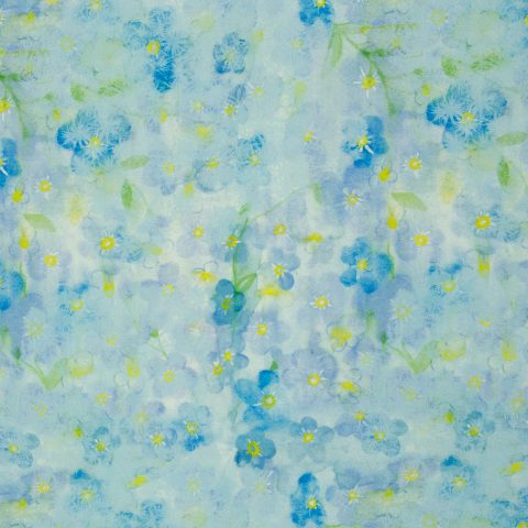 Viskose Webware „Garden by Anette Kithier" – Blumen, Watercolor, hellblau