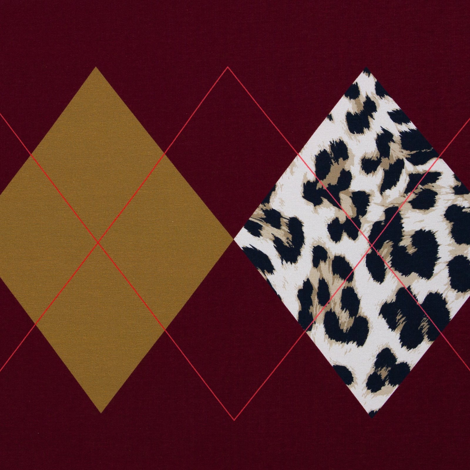 French Terry „Geoluxe Argyle by ki-ba-doo" – Rauten, Leo, burgundy