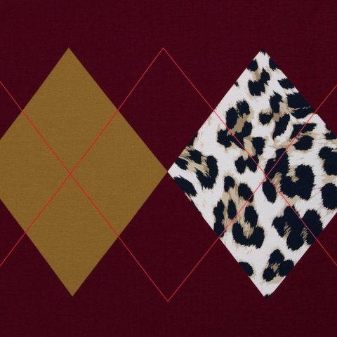 French Terry „Geoluxe Argyle by ki-ba-doo" – Rauten, Leo, burgundy