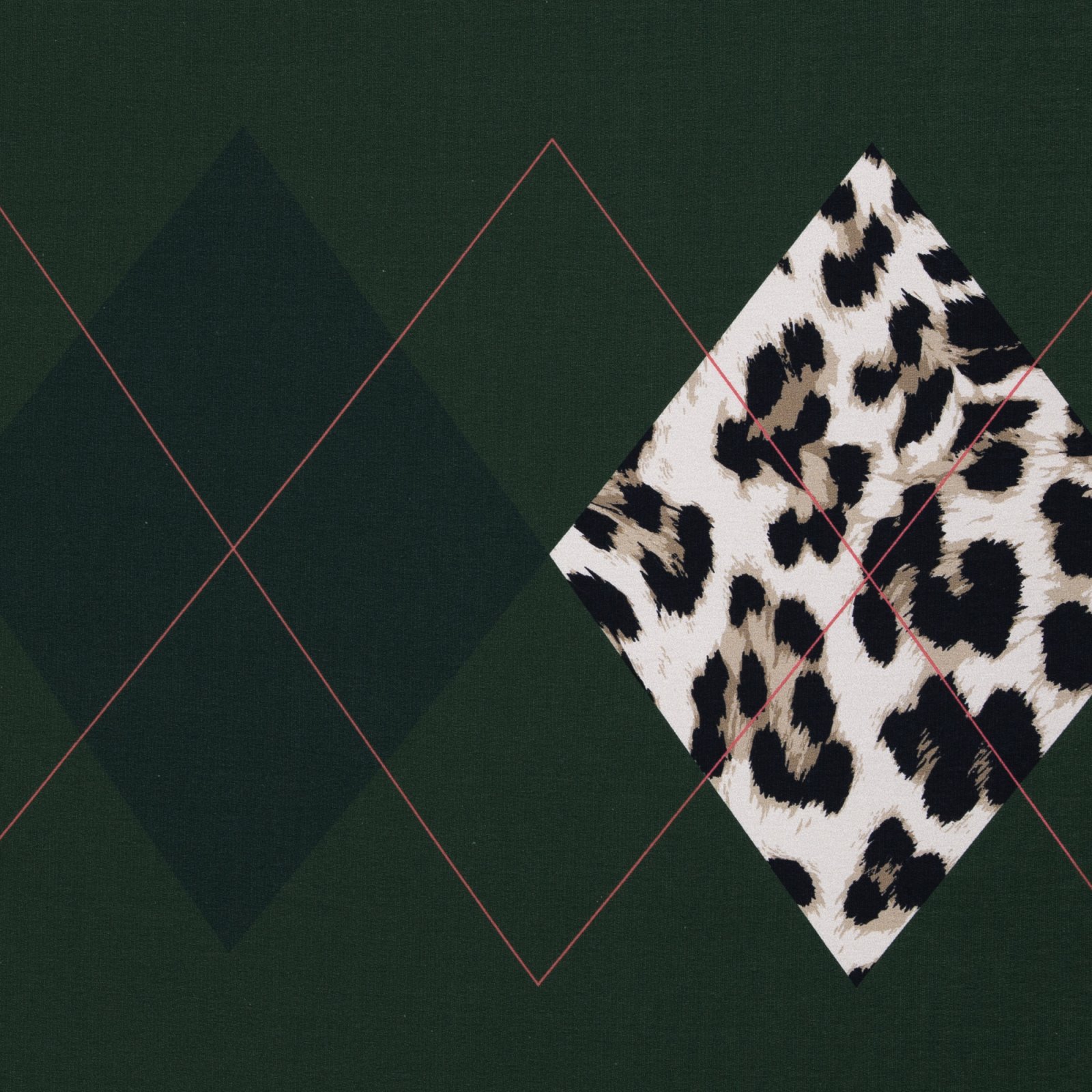 French Terry „Geoluxe Argyle by ki-ba-doo" – Rauten, Leo, dunkelgrün