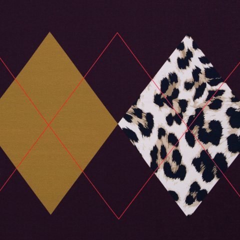 French Terry „Geoluxe Argyle by ki-ba-doo" – Rauten, Leo, aubergine