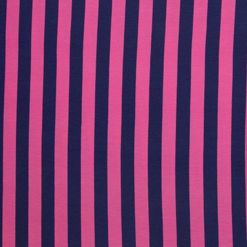 Slub-Jersey „Happy Stripes by Cherry Picking" – Längsstreifen, pink, dunkelblau