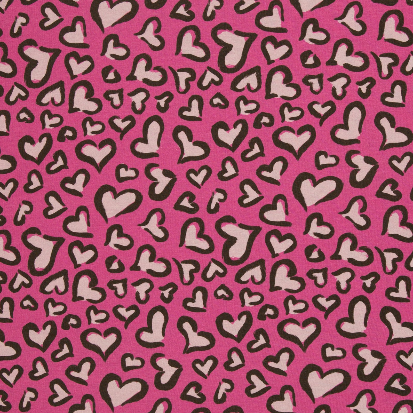 French Terry „Hearts by Christiane Zielinski" – Herzen, braun/rosa/erika