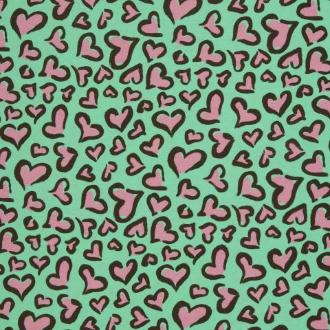 French Terry „Hearts by Christiane Zielinski" – Herzen, braun/rosa/mint