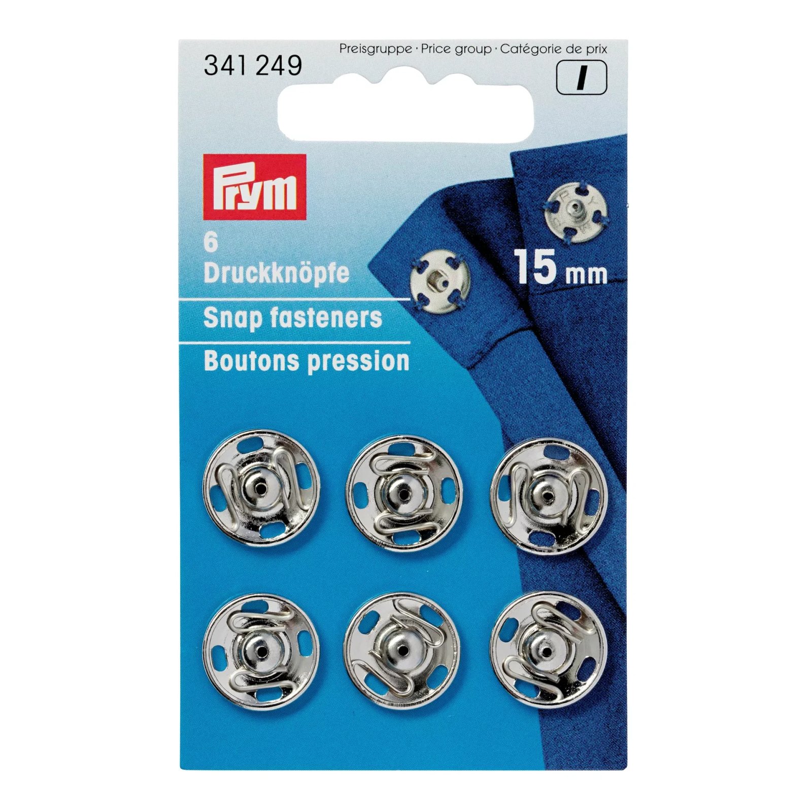 Annäh-Druckknöpfe MS 15 mm silberfarbig