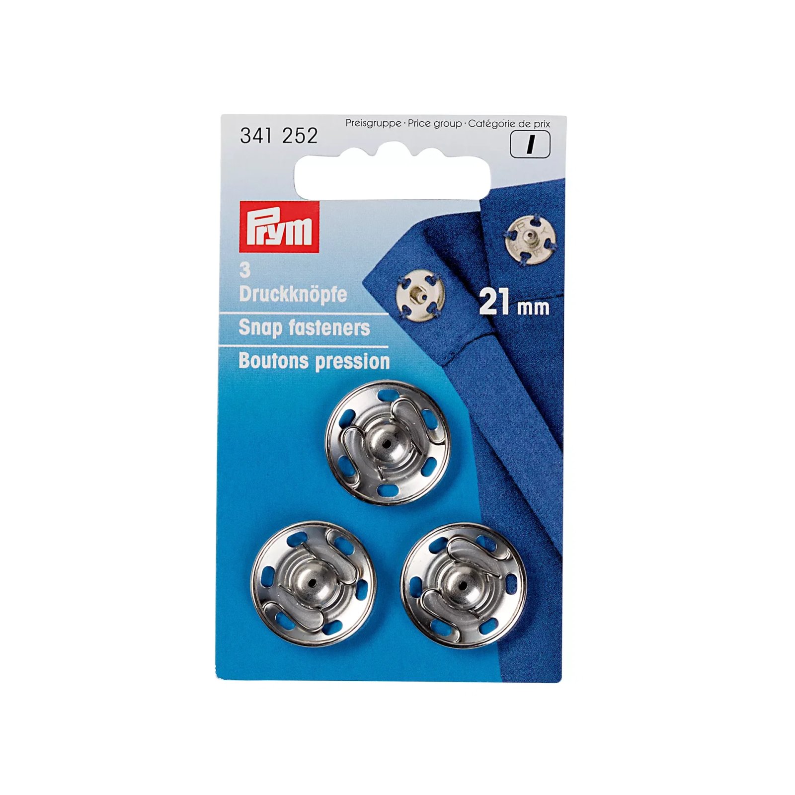 Annäh-Druckknöpfe MS 21 mm silberfarbig