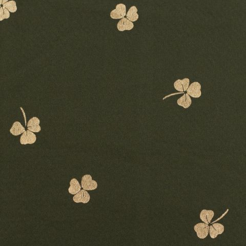 Lucky *NANO Softshell* Foliendruck, 415768 Kleeblätter, gold/khaki, Swafing, Artikel-Nr: / 130 cm